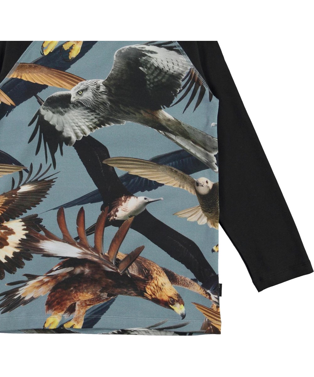 Remington - Birds - Økologisk sort bluse med print af ørne 