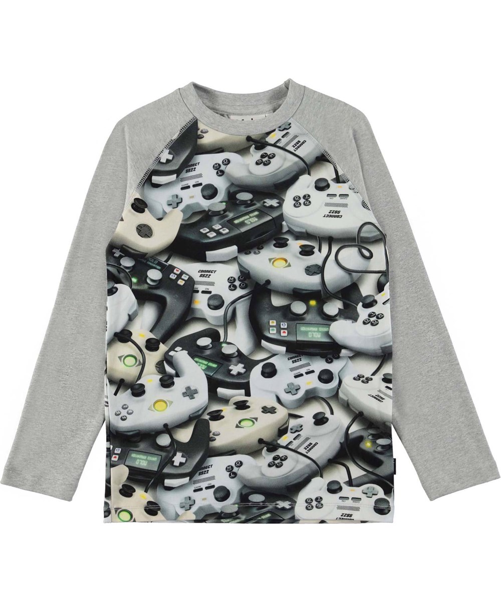 Remington - Connected - Økologisk langærmet raglan t-shirt med controller print "Connected".