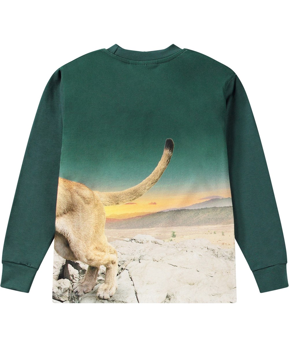 Rexton - Puma Green - Grøn bluse i økologisk bomuld med med puma print