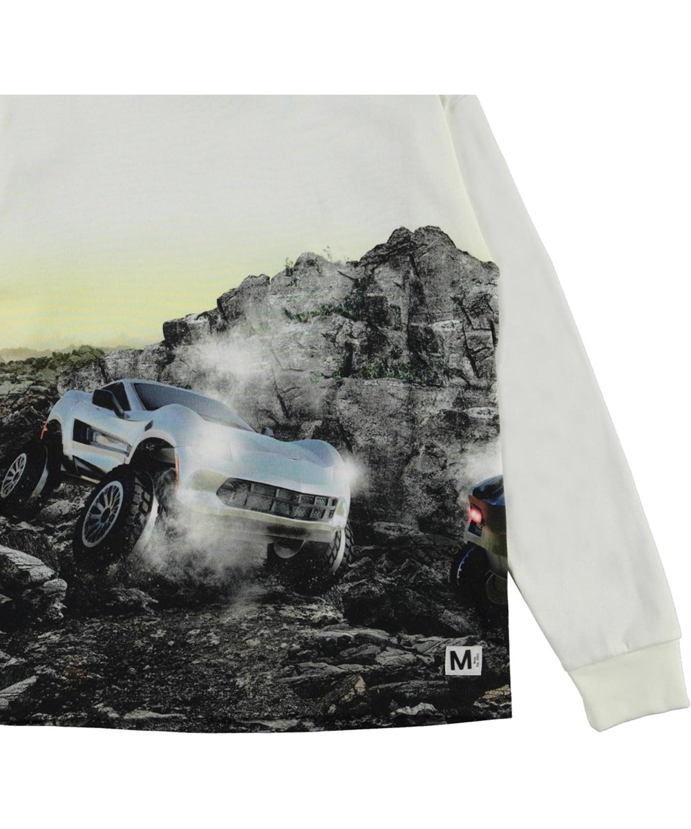 Rexton - Terra Car - Økologisk hvid bluse med bil print