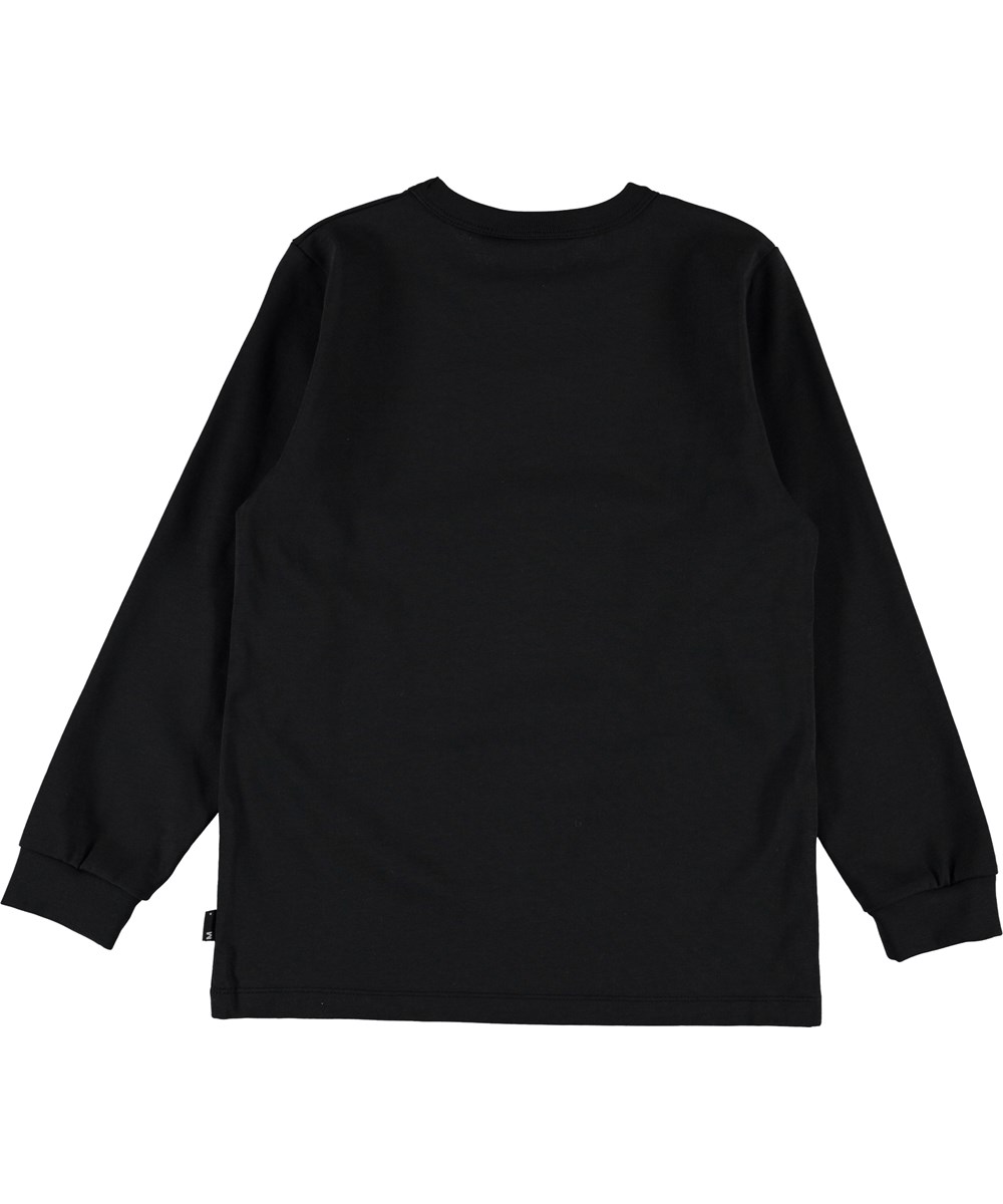 Rez - Black - Sort langærmet bluse med print