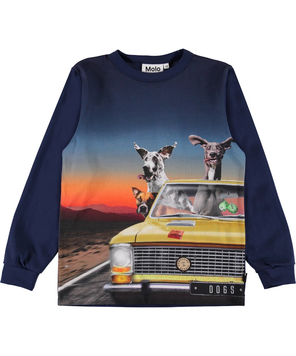 Rez - Canine Cruising - Blå bluse med print af hunde