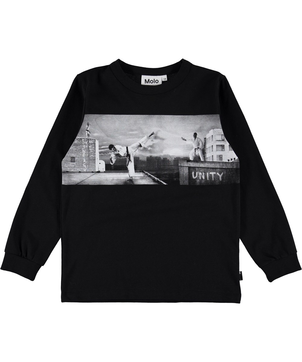 Rez - Karate - Sort karate t-shirt med lange ærmer