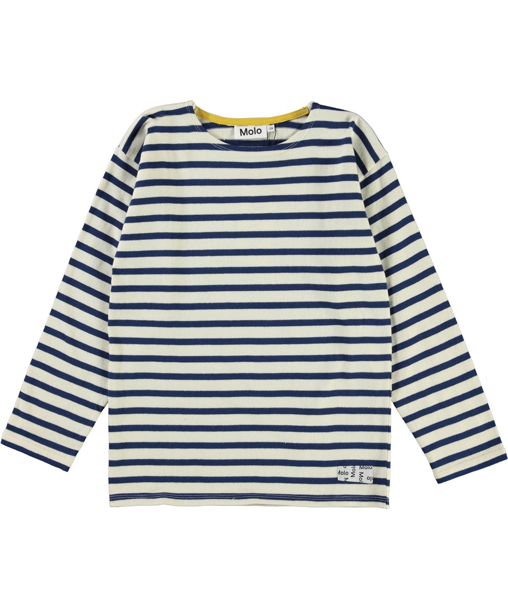 Rilder - Breton - Langærmet t-shirt i hvide og blå breton striber.