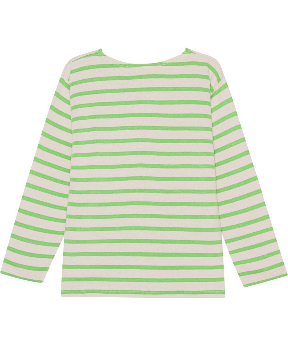 Rilder - Grass Stripe - Breton stribet grøn og råhvid økologisk langærmet bluse