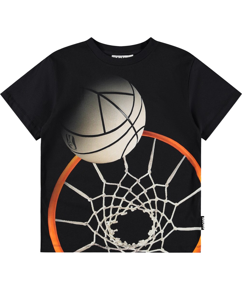 Riley - Basket Hoop Dk - Sort t-shirt i økologisk bomuld til børn