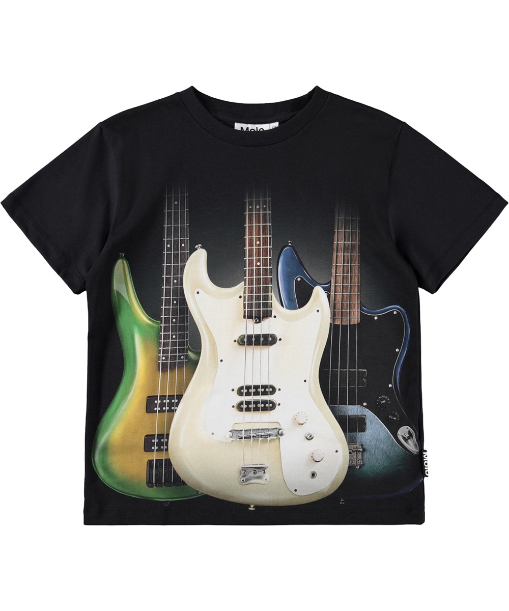 Riley - Bass Guitars - Sort t-shirt i økologisk bomuld til børn