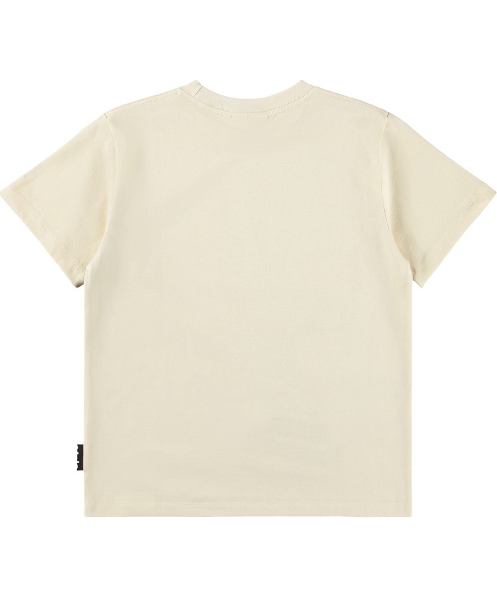 Riley - Beach Race - Beige t-shirt i økologisk bomuld til børn