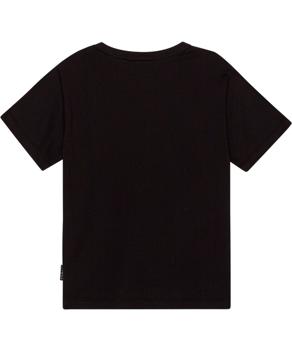 Riley - Ember Basket - Sort økologisk t-shirt med placeret basketballprint