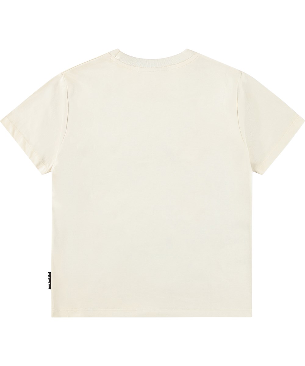 Riley - Hot Spring Dinos - Beige t-shirt i økologisk bomuld til børn