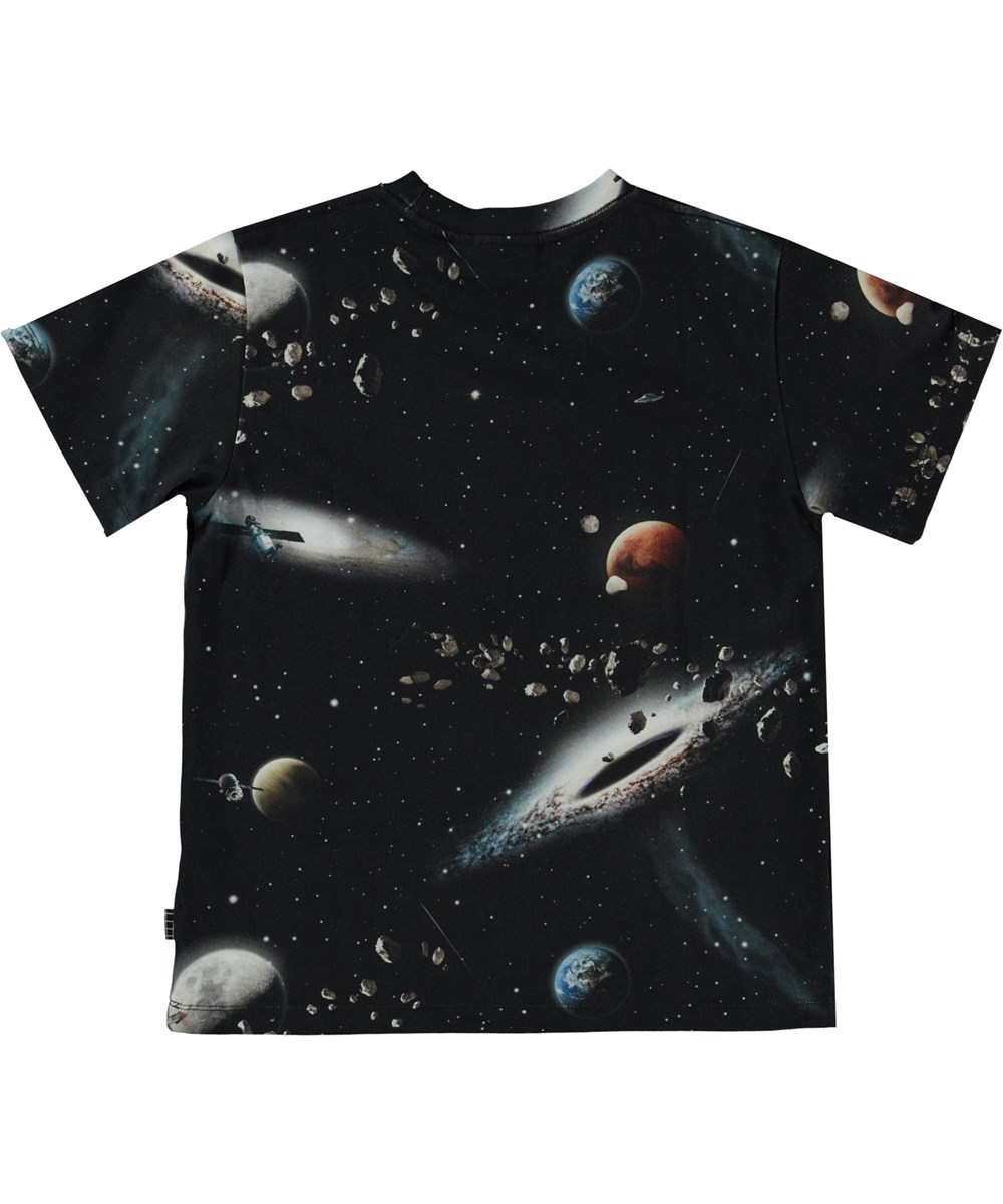 Riley - Make Space - Sort økologisk t-shirt med allover space print