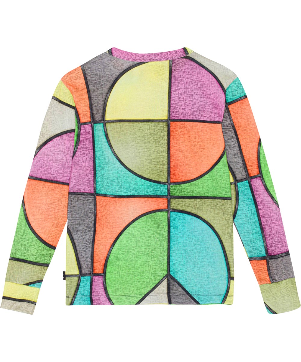 Rill - Basket Colour - Multifarvet økologisk langærmet bluse med allover basketprint