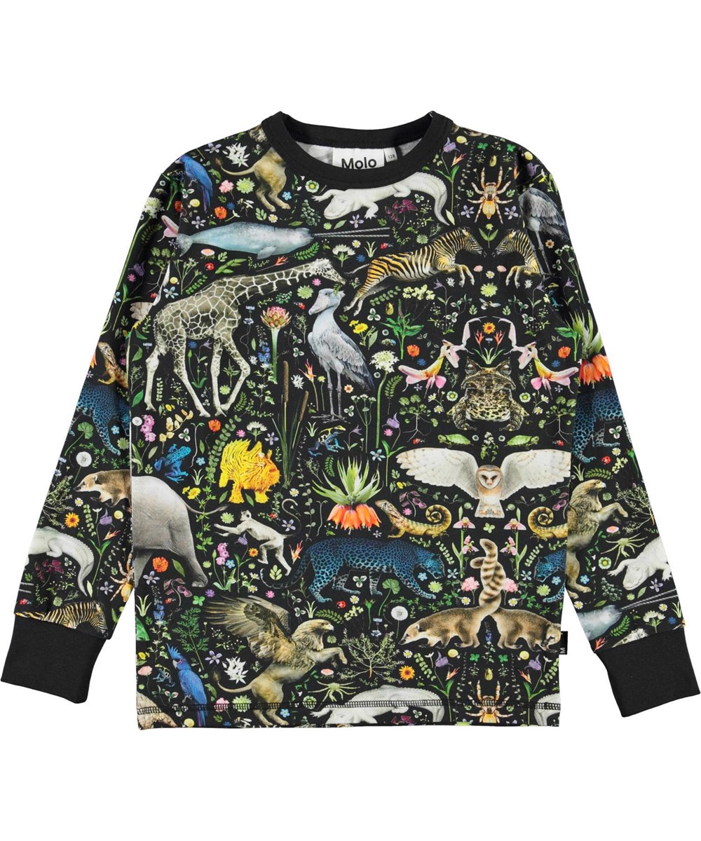 Rill - Faunatastic - Økologisk langærmet t-shirt med "Faunatastic" print med vilde fabel dyr.