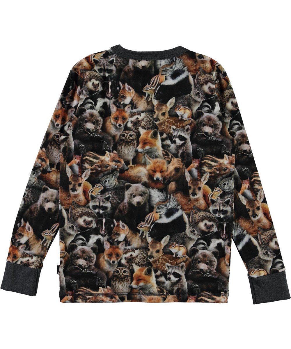 Rill - Forest Animals - Økologisk langærmet t-shirt med dyre print