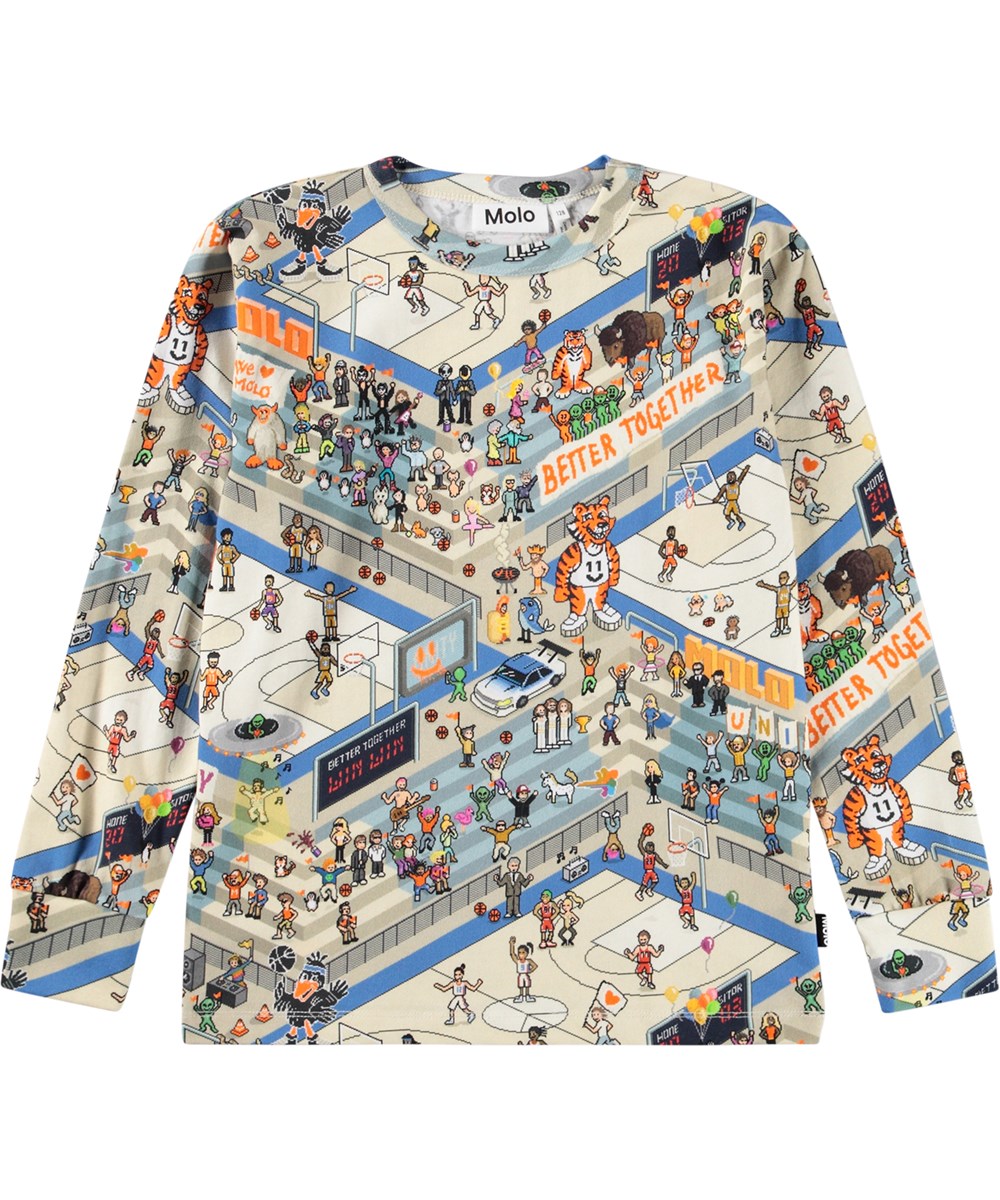 Rill - Pixel Basket - Langærmet t-shirt i økologisk bomuld til børn