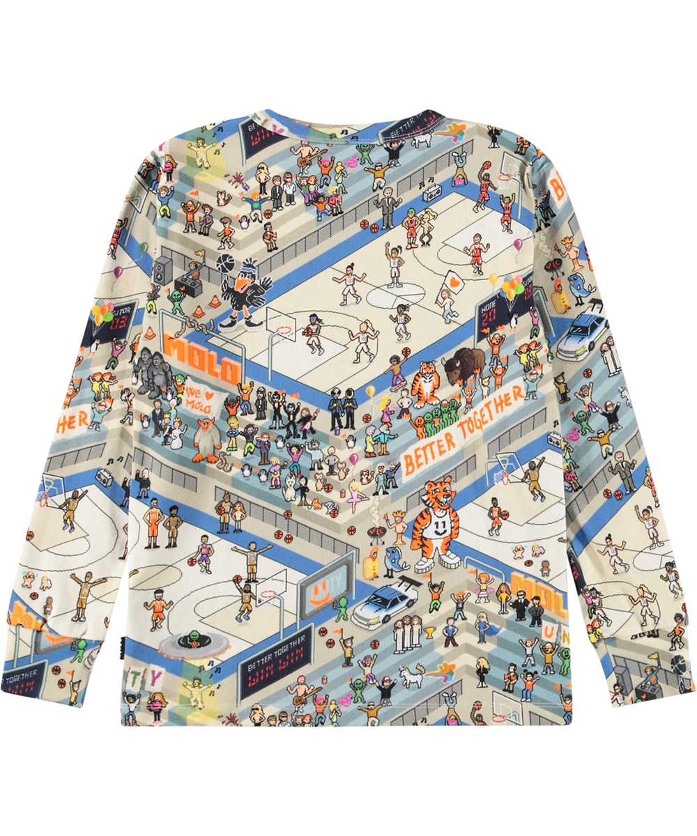 Rill - Pixel Basket - Langærmet t-shirt i økologisk bomuld til børn