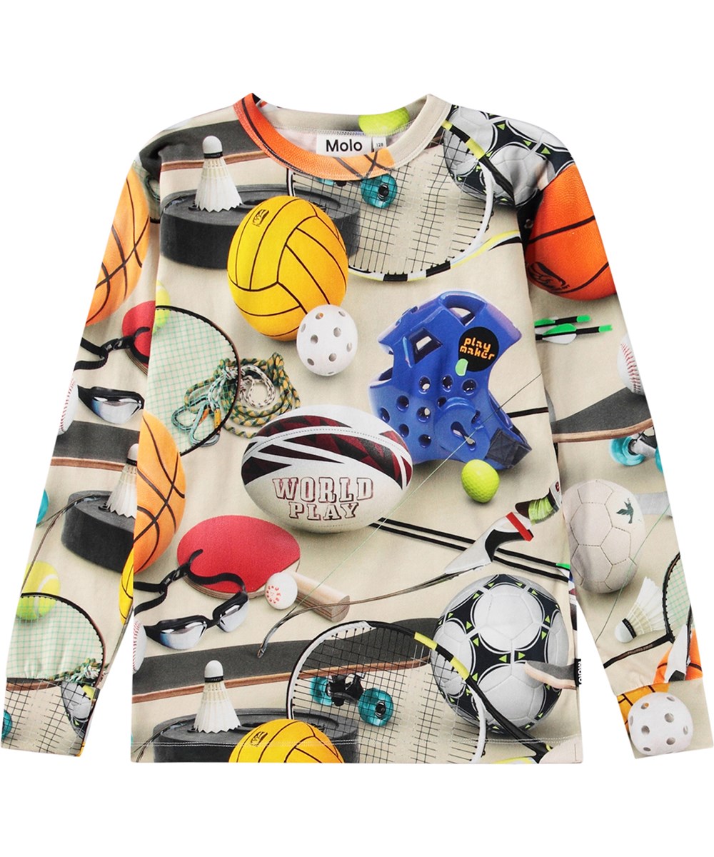 Rill - Sports Mix - Multifarvet bluse i økologisk bomuld med sports print