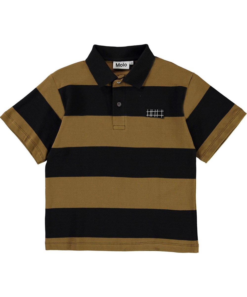 Rilloz - Oak Black Stripe - Polo t-shirt med sorte og brune striber.