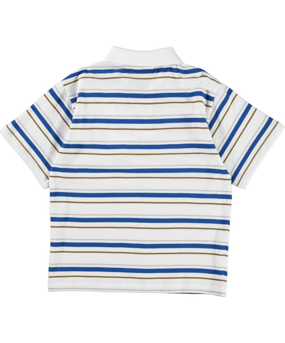 Rilloz - Royal Blue Stripe - Hvid polo t-shirt med blå, brune og grå striber.