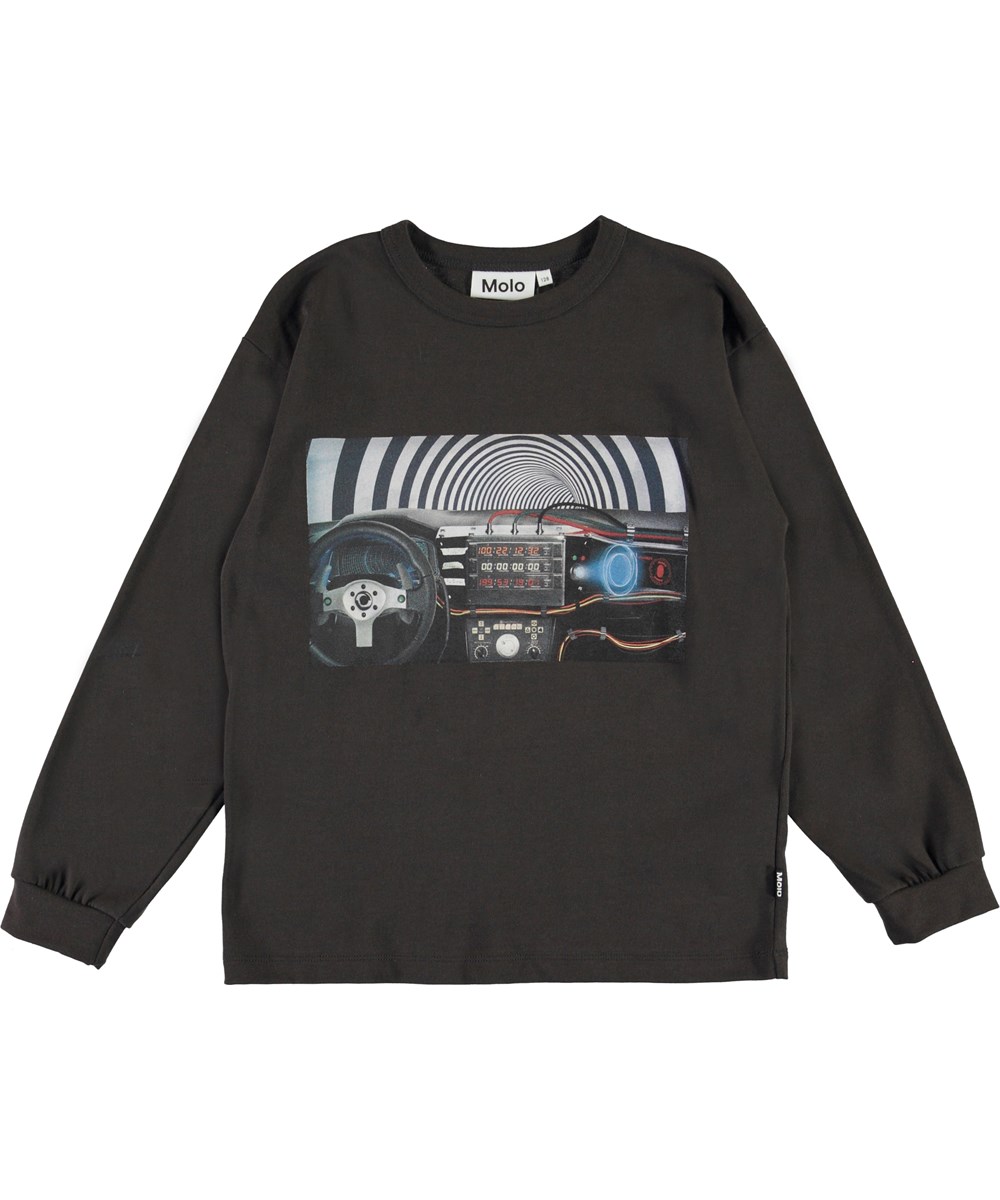 Rin - Brown Darkness - Økologisk mørkebrun bluse med rat