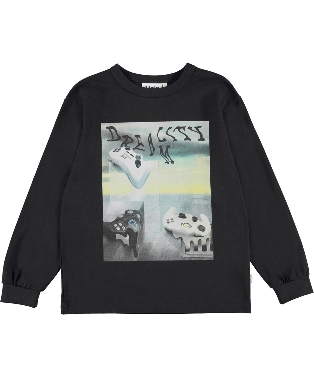 Rin - Melting Consoles - Sort lanærmet t-shirt med konsol print.