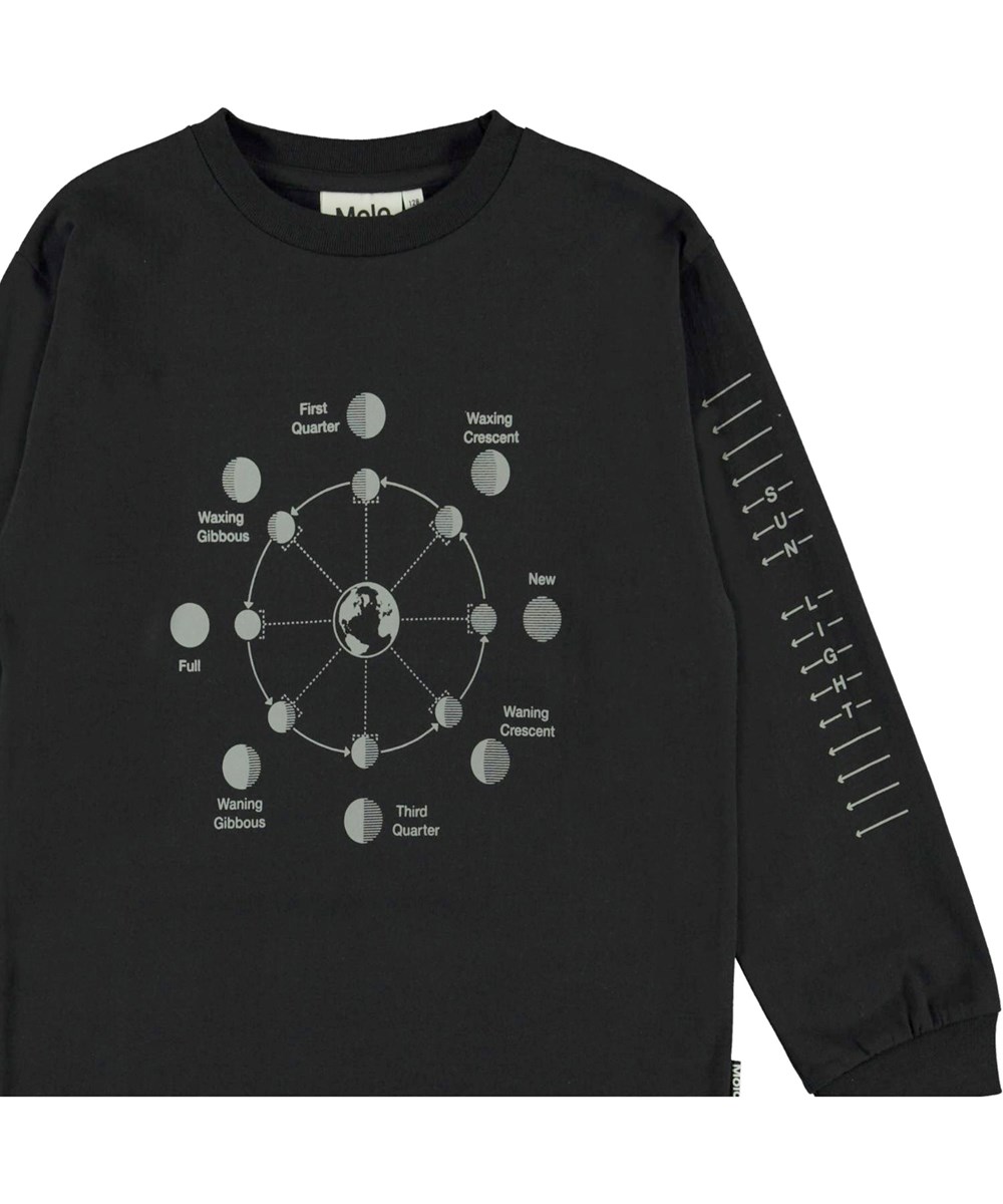 Rin - Moon Phases - Sort bluse med måne print og refleks