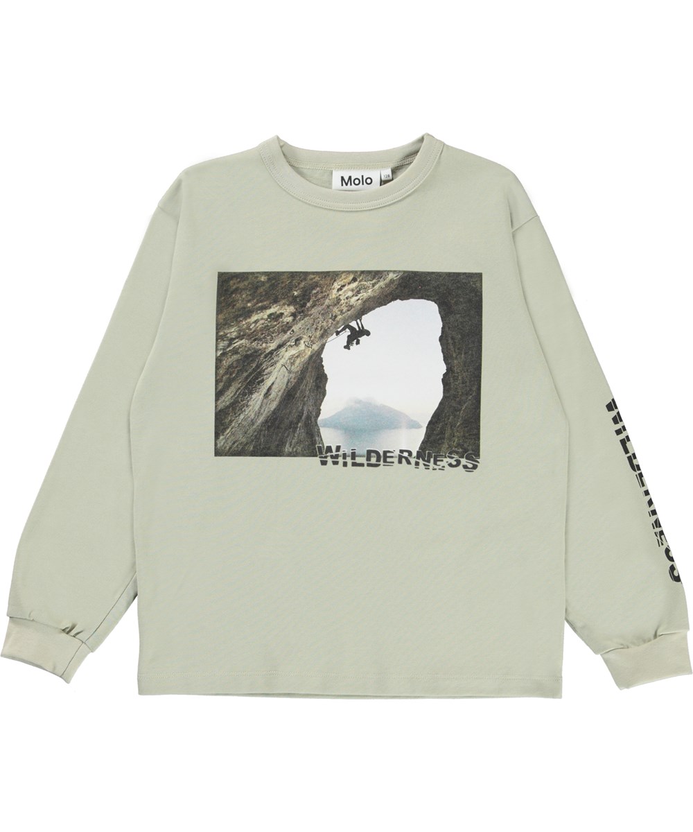 Rin - Wild Climber - Økologsisk beige bluse med bjergbestiger