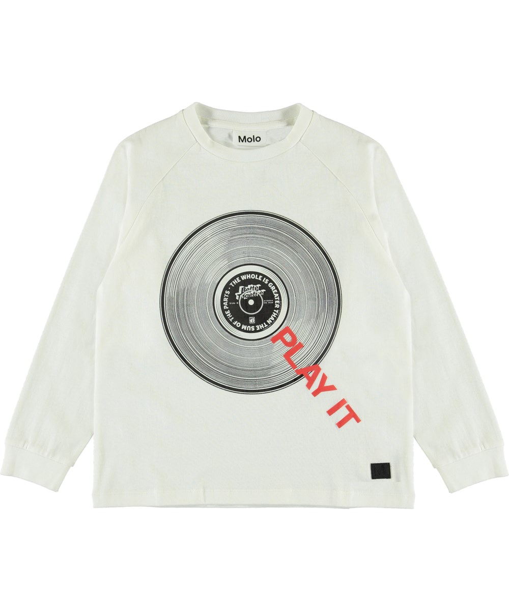 Ring - White Star - Hvid bluse med musik plade