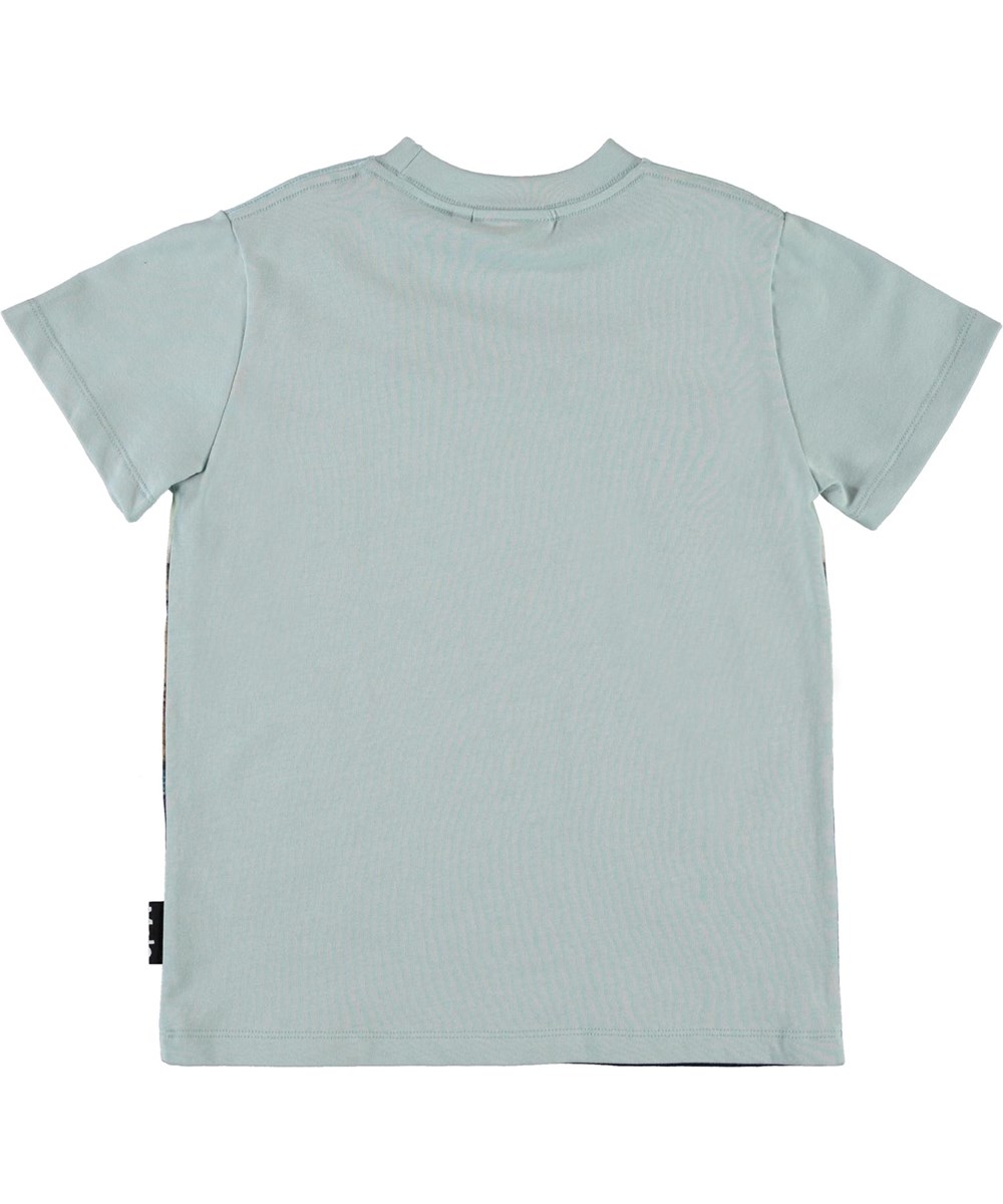 Road - Dino World - Økologisk lyseblå t-shirt med dinosaur