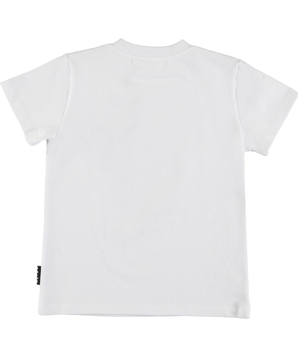 Road - Dog On A Roll - Hvid t-shirt med hund på skateboard print.