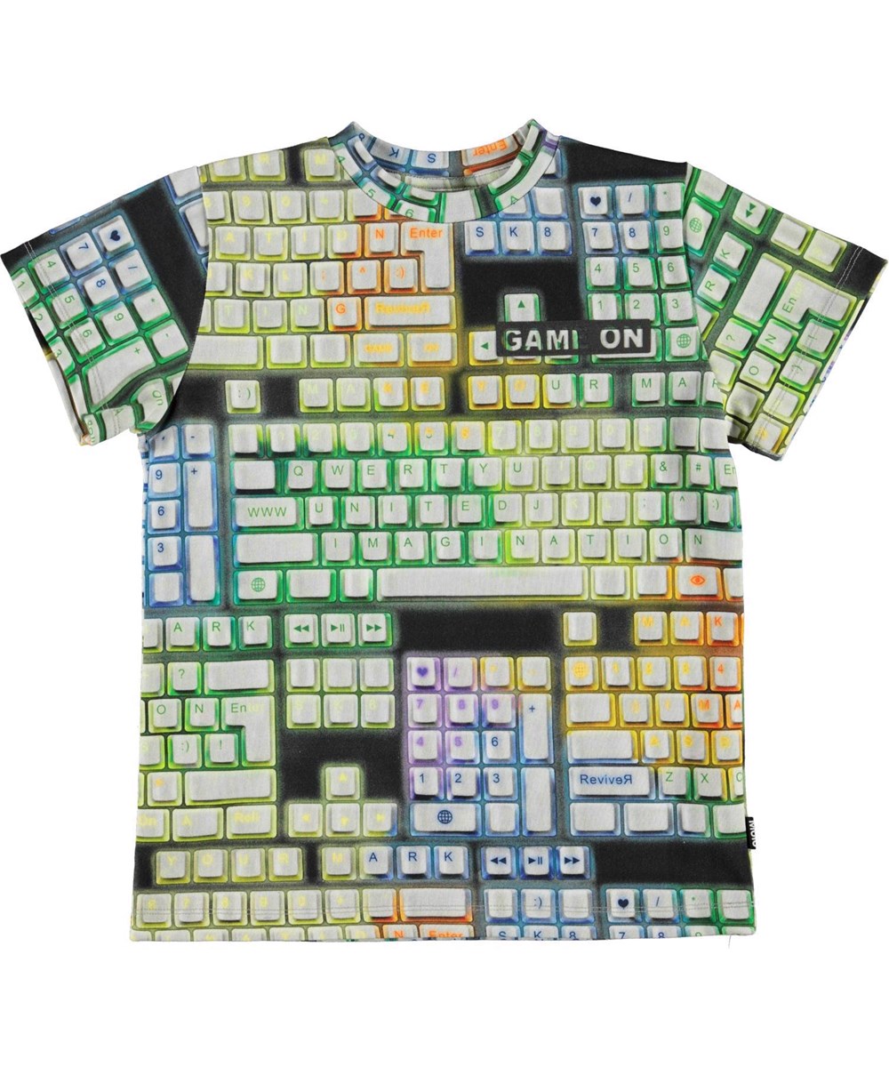 Road - Game On - T-shirt med gamer keyboard tetris print. 