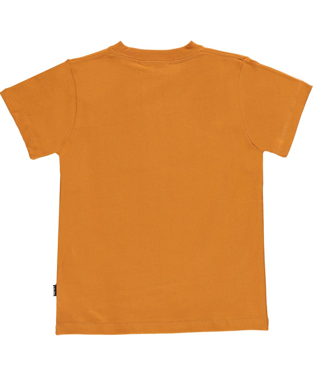 Road - Old Gold - Økologisk orange t-shirt med dinosauer print