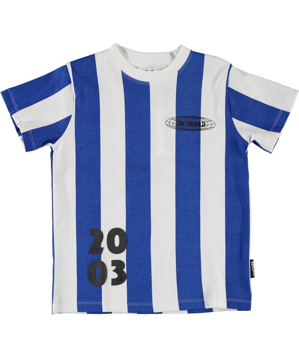 Road - Bluewhite Stripe - Blå og hvid stribet fodbold t-shirt