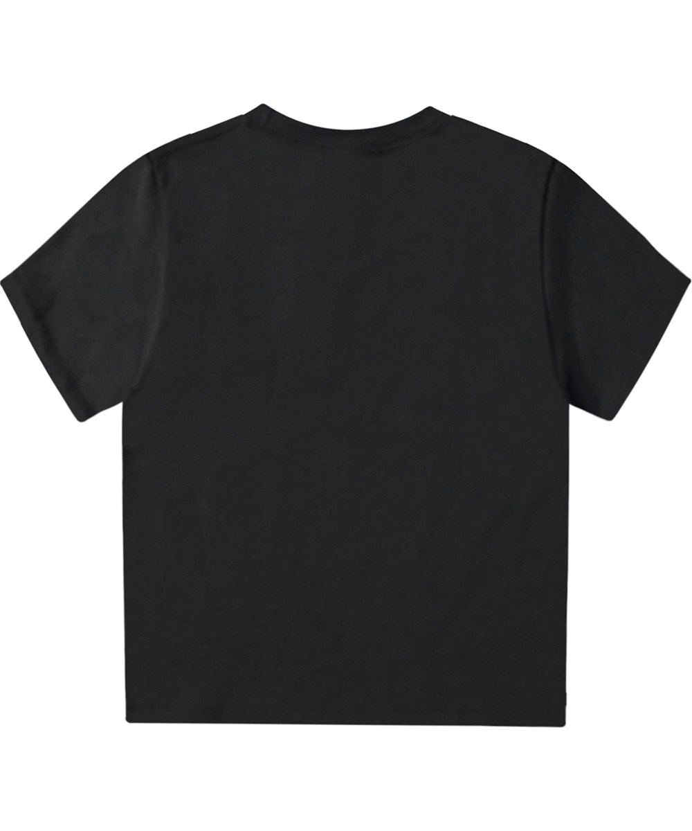 Rodney - Ball Trio - Sort t-shirt i økologisk bomuld med forskellige bolde og "World Play"-print