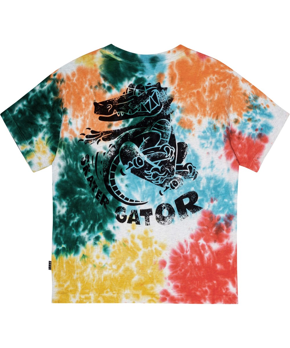 Rodney - Colour Play - Multifarvet økologisk tie-dye t-shirt med "Skater Gater" print