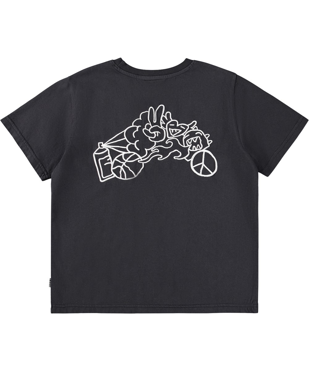 Rodney - Doodle On Black - Sort t-shirt i økologisk bomuld til børn