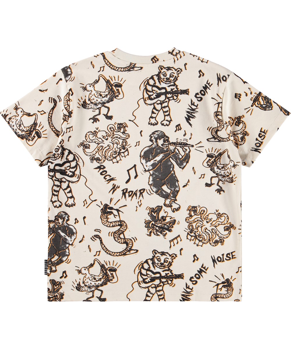 Rodney - Make Some Noise - Beige t-shirt i økologisk bomuld til børn