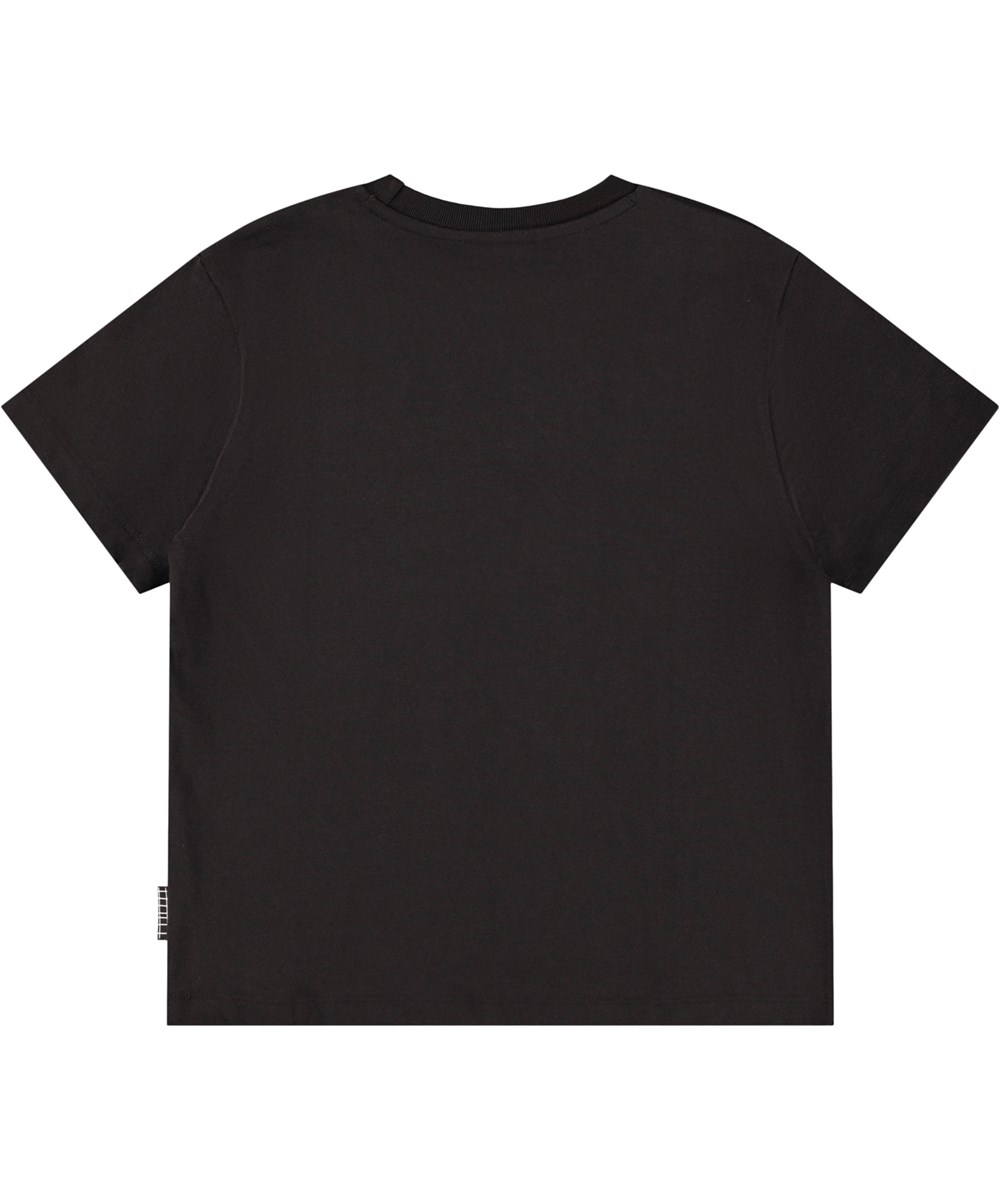 Rodney - Moon Graphic - Sort oversize t-shirt til børn i blødt økologisk bomuld med korte ærmer og ribkant i halsen.