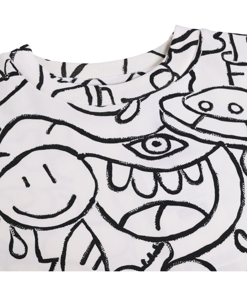 Rodney - Net Doodle - Hvid t-shirt i økologisk bomuld til børn