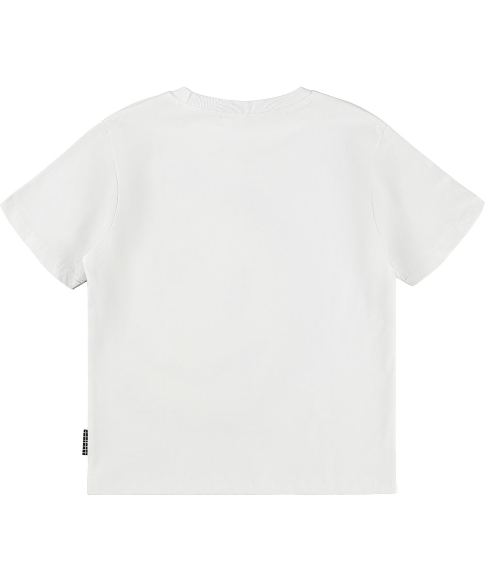 Rodney - Drip Smile - Hvid oversize t-shirt til børn i blødt økologisk bomuld med korte ærmer og ribkant i halsen.