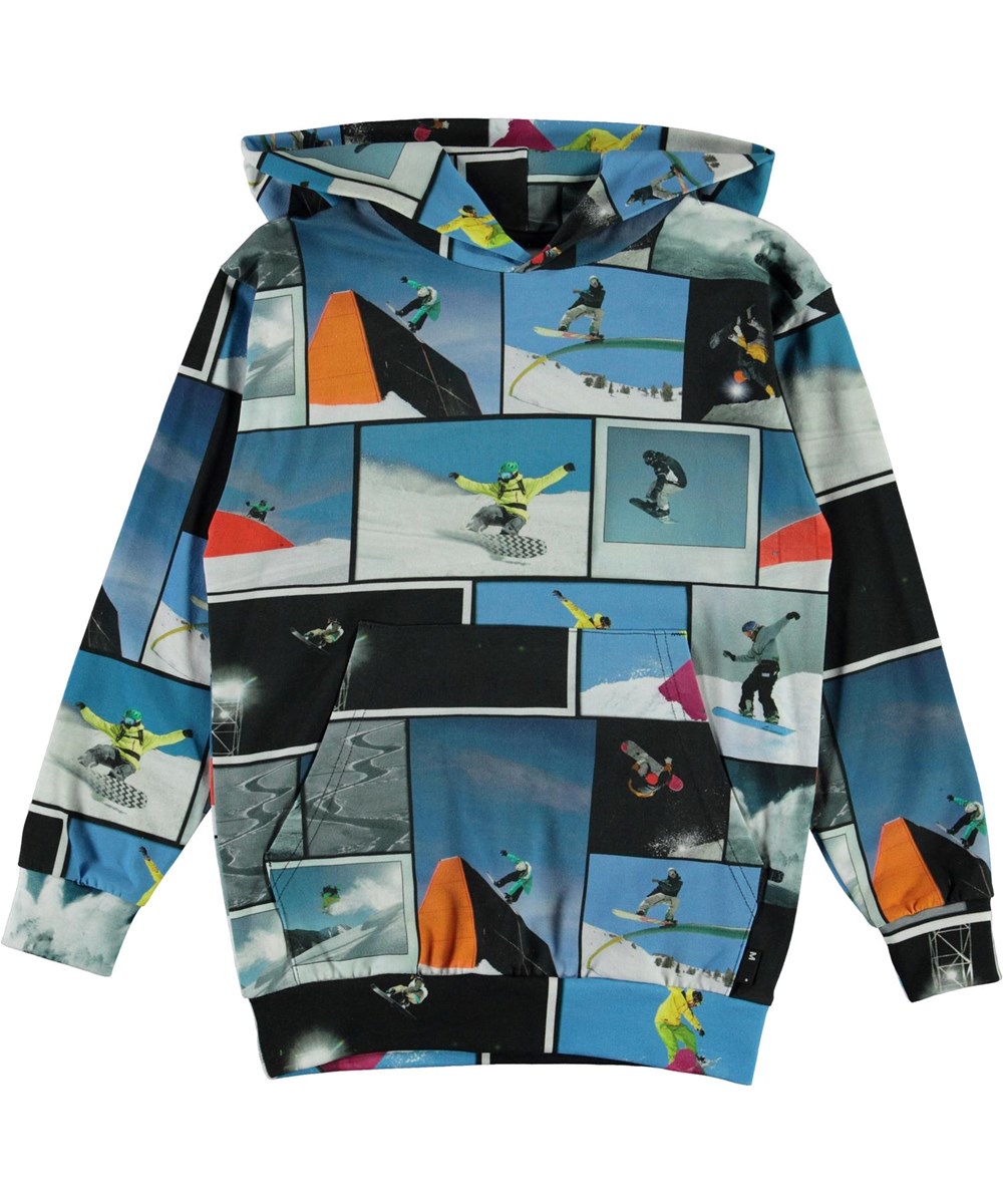 Romo - Snowboarders - Blå hættetrøje med snowboarder print