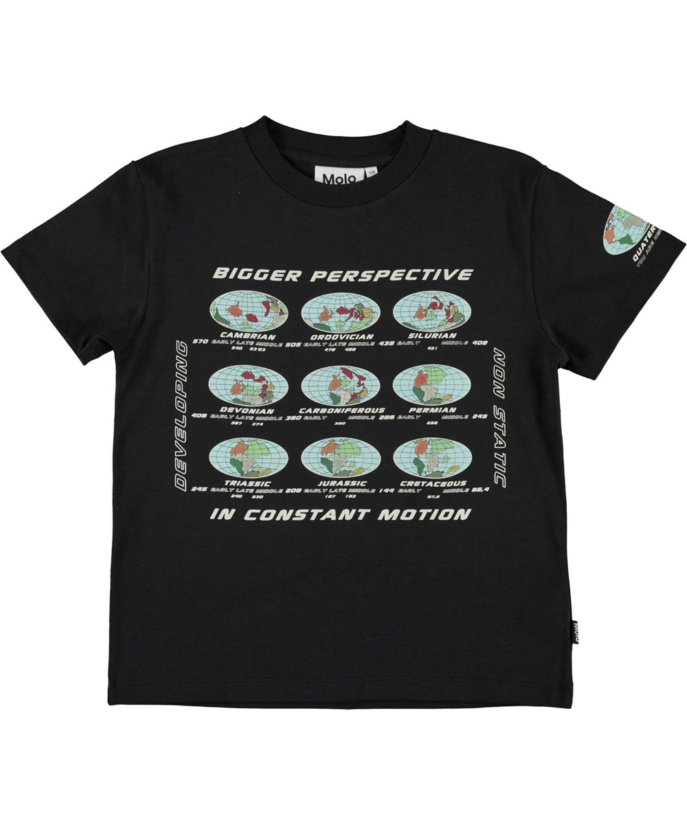 Roxo - In Motion - Økologisk sort t-shirt med jordklode print