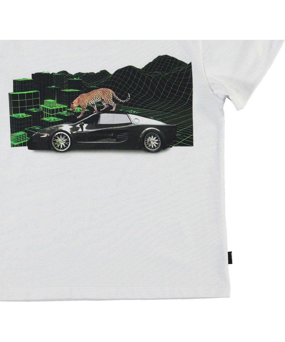 Roxo - Techno Leopard - Økologisk hvid t-shirt leopard