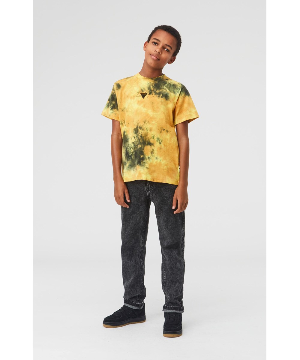 Roxo - Tie Dye - Økologisk gul og grå tie-dye t-shirt