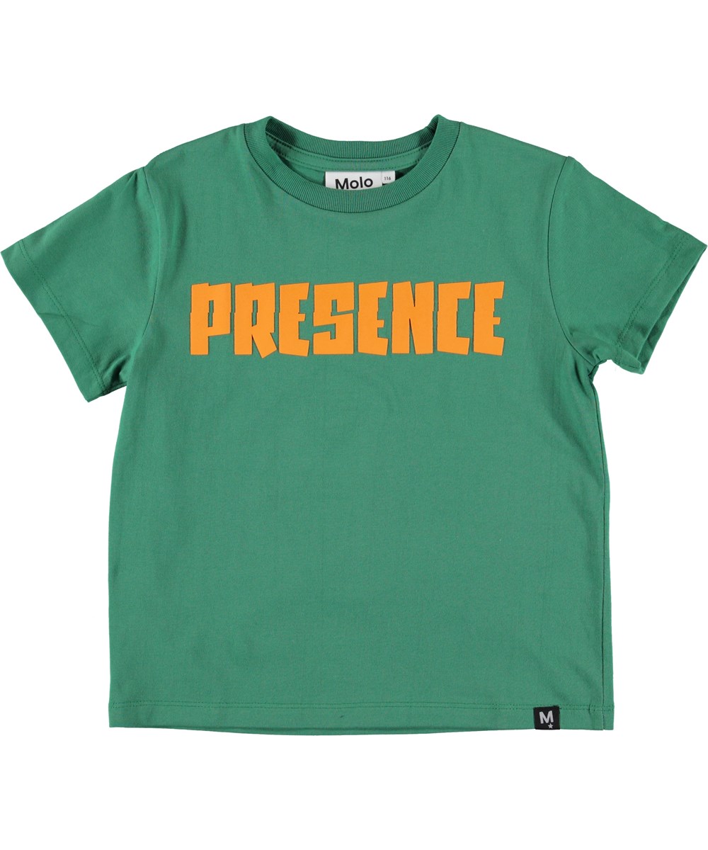 Roxo - Presence - Grøn t-shirt med teksten Presence.