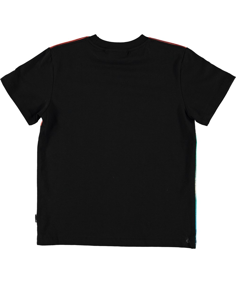 Roxo - Wild Island - Sort t-shirt med print af vulkan og surfer. 