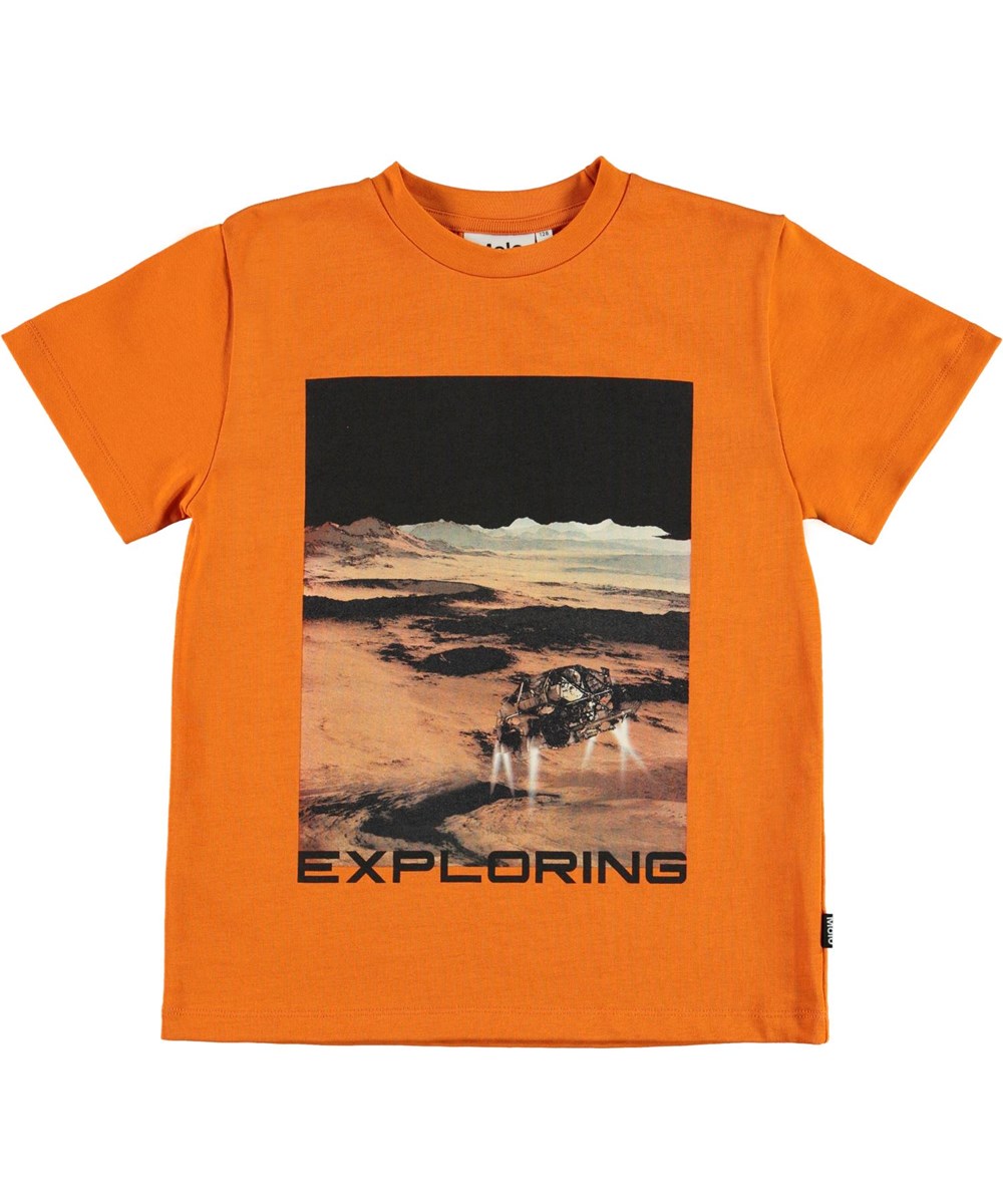 Roxo - Autumn Forest - Økologisk orange exploring t-shirt med mars 