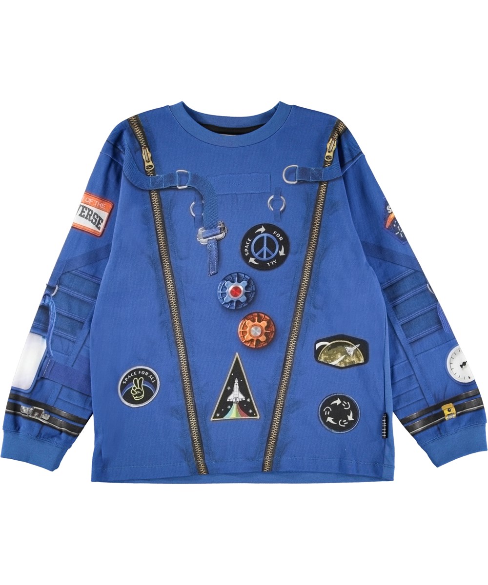 Rube - Blue Astro - Økologisk blå bluse med space print