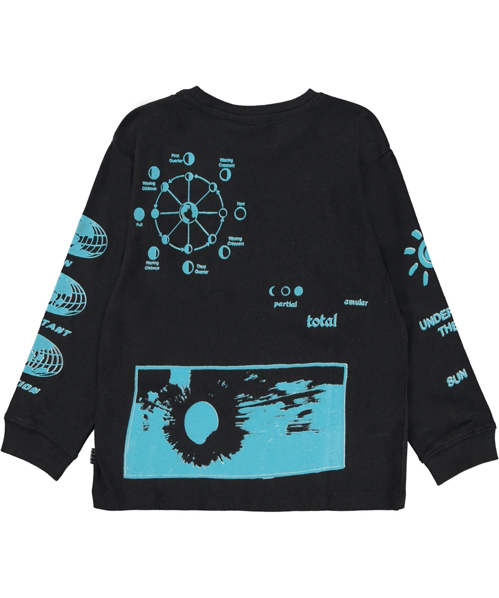 Rube - Graphic Horizon - Sort langærmet t-shirt med grafisk placement print