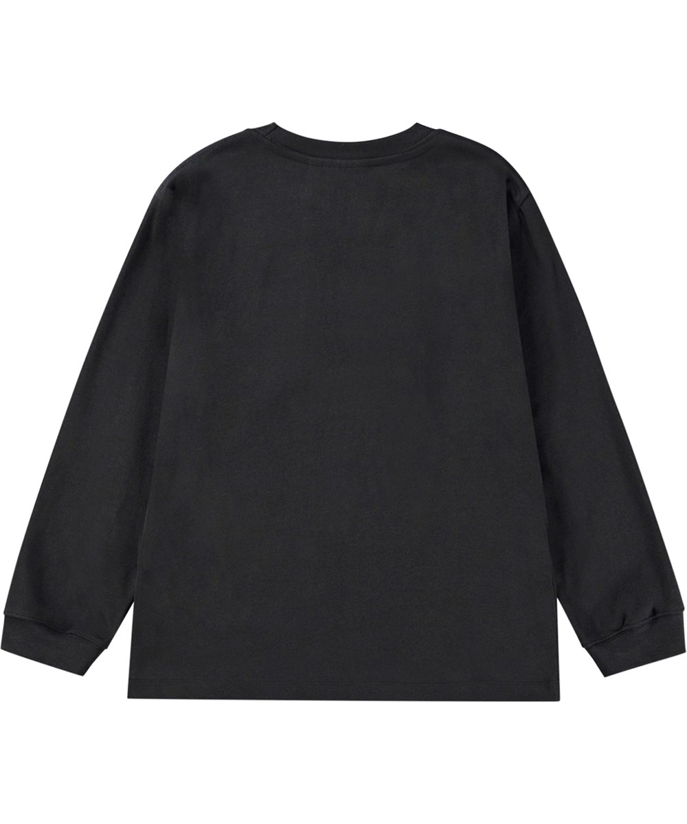 Rube - Out There Black - Sort langærmet bluse i økologisk bomuld med astronaut print